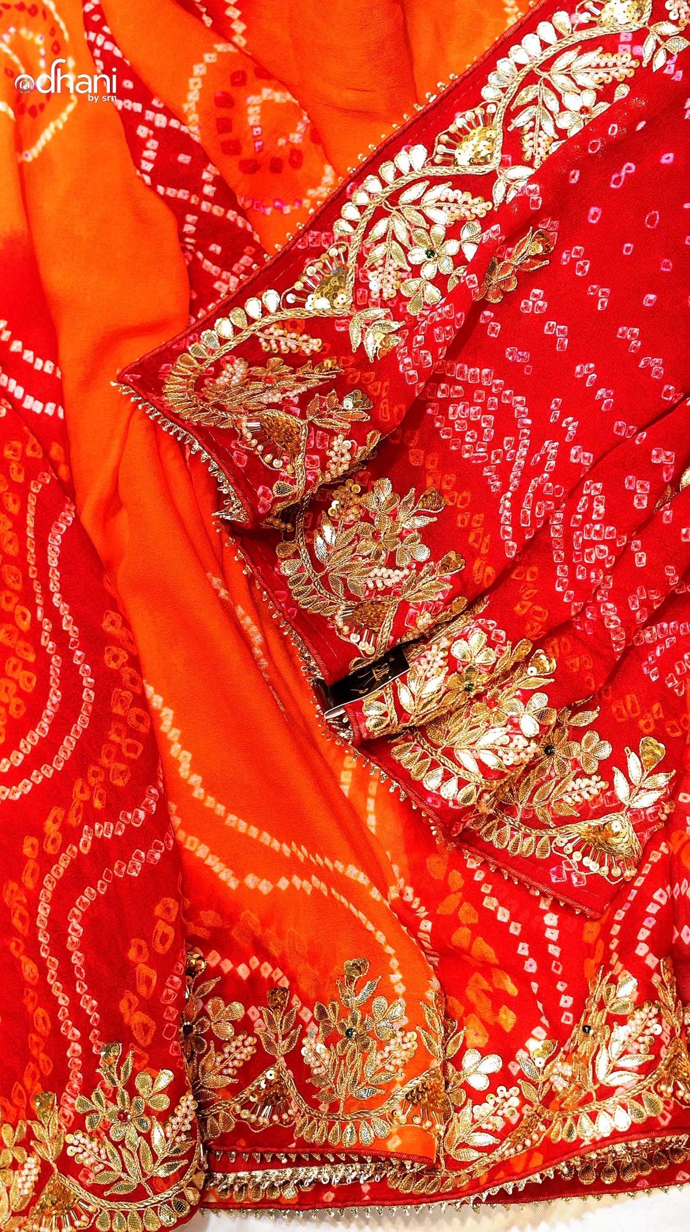 Bandhani Gota Patti Embroidered Saree With Designer Blouse