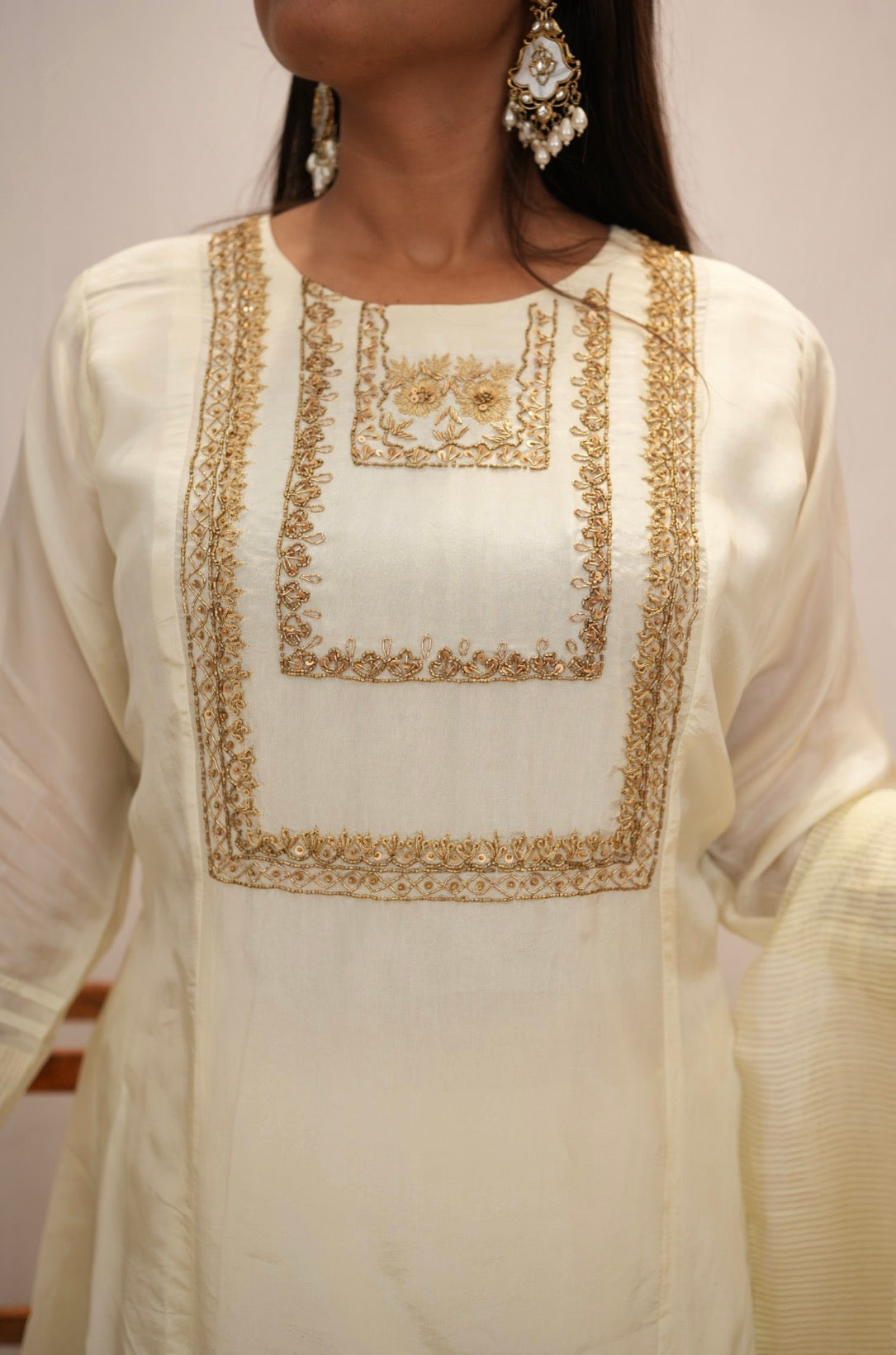 Elegant Ivory Embroidered Kurta Set