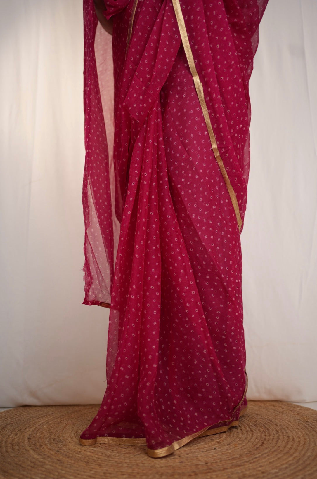 Royal Chiffon Bandhani Print Saree (Without Blouse)