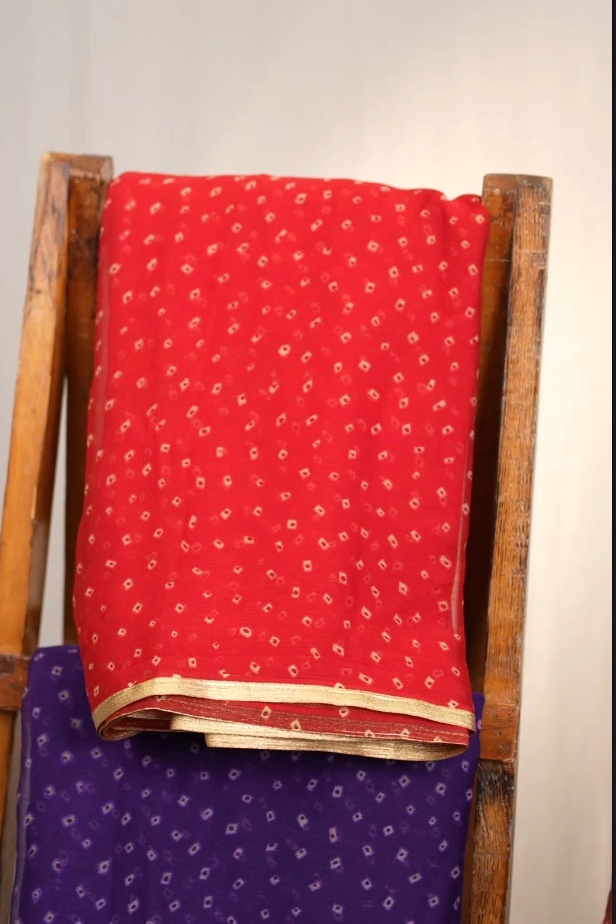 Royal Chiffon Bandhani Print Saree (Without Blouse)