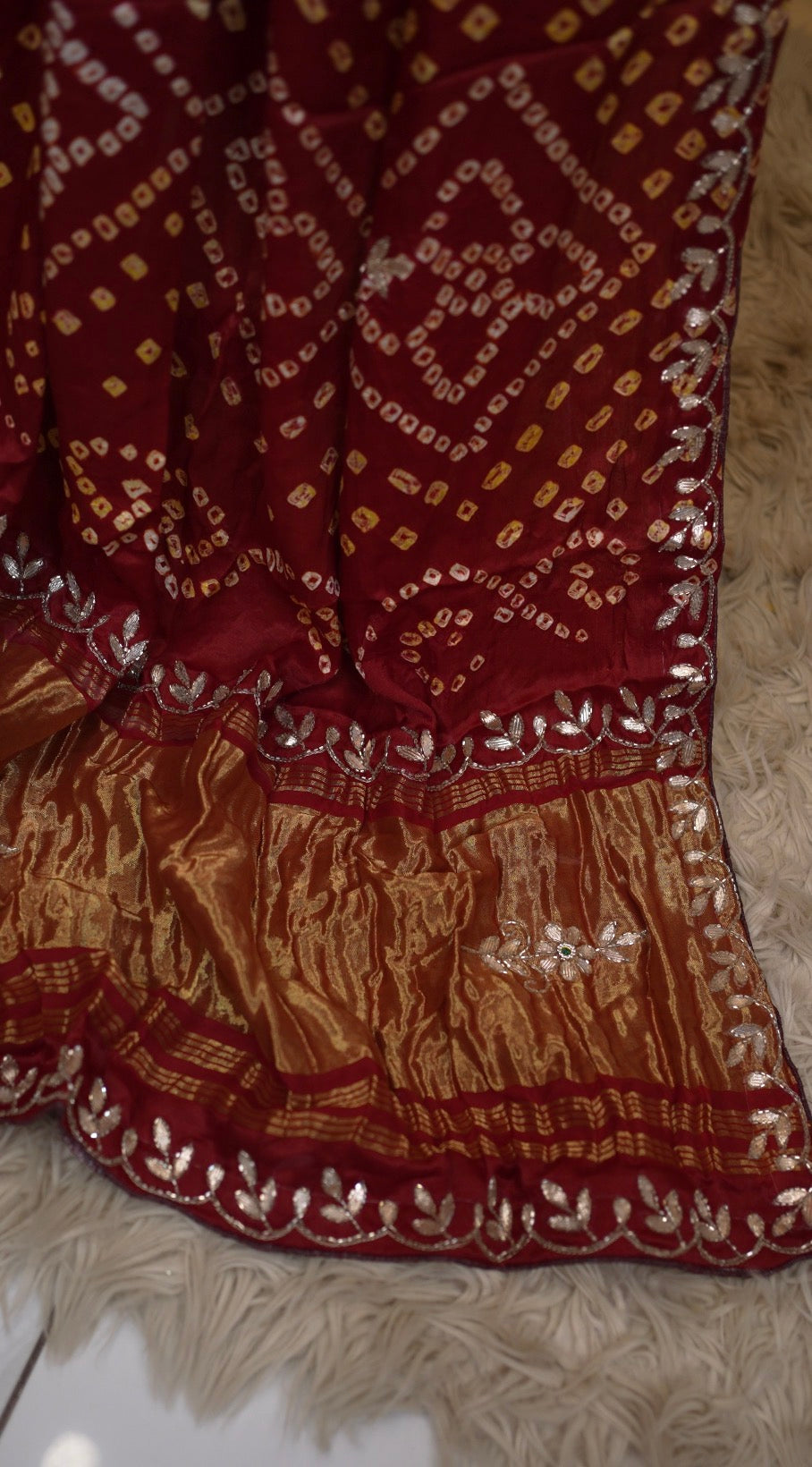Modaal Gajji Silk Hand Bandhej Saree (With Blouse)