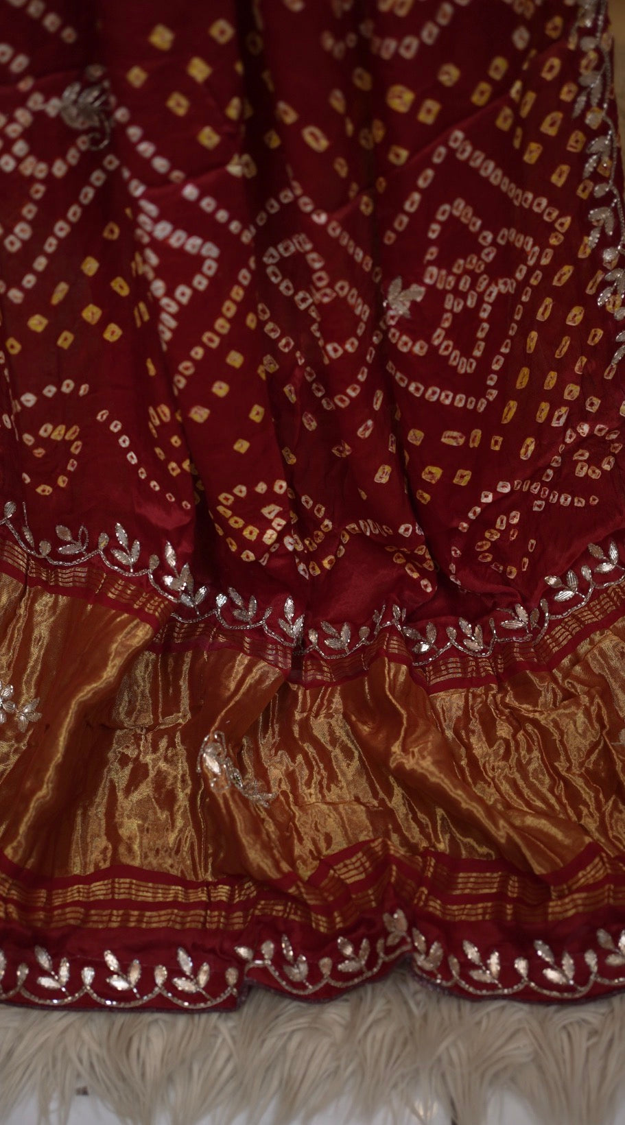 Modaal Gajji Silk Hand Bandhej Saree (With Blouse)