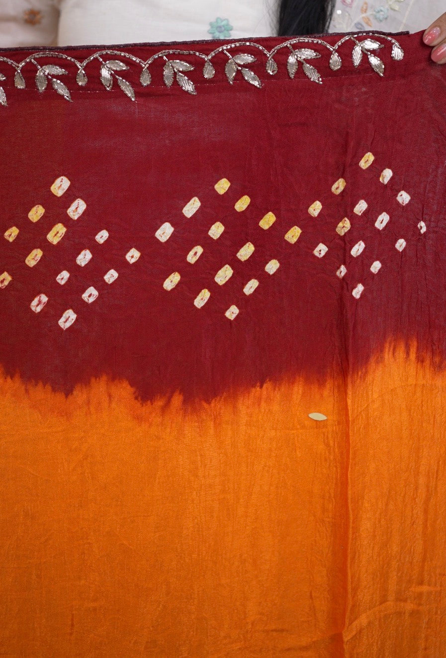 Modaal Gajji Silk Hand Bandhej Saree (With Blouse)