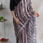 ROYAL CHINON FABRIC SAREE WITH HEAVY BEADS AND SEQUENCE WORK  (WITH STITCH BLOUSE)   ##SR0326