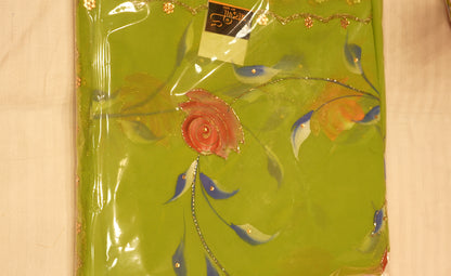 BRUSH PRINT SAREE WITH CUTDANA WORK (WITH BLOUSE)   ##SR0332