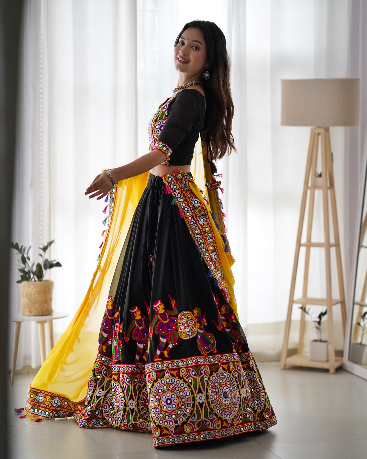 Premium Faux Georgette Lehenga Choli with Original Mirror Work