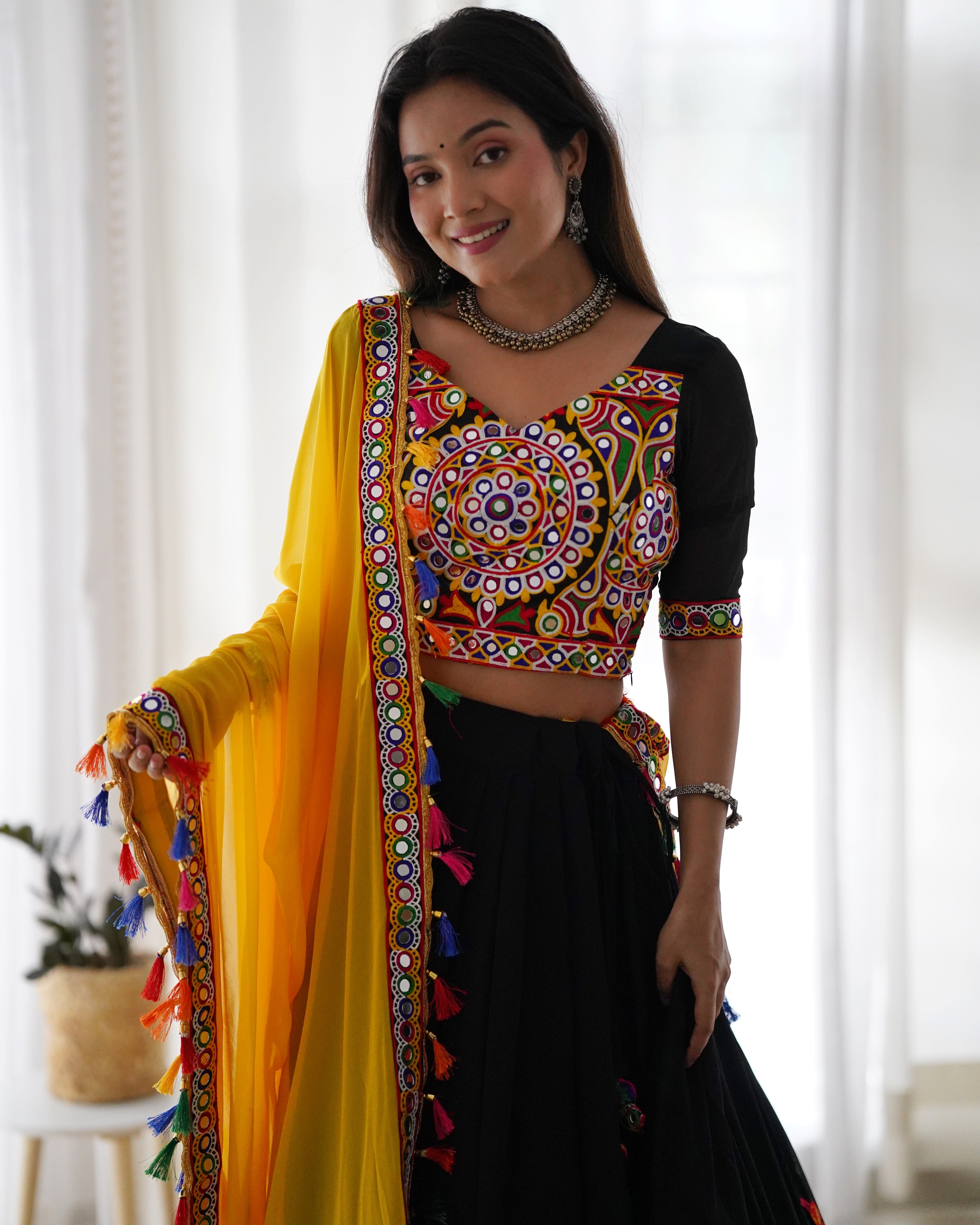 Premium Faux Georgette Lehenga Choli with Original Mirror Work
