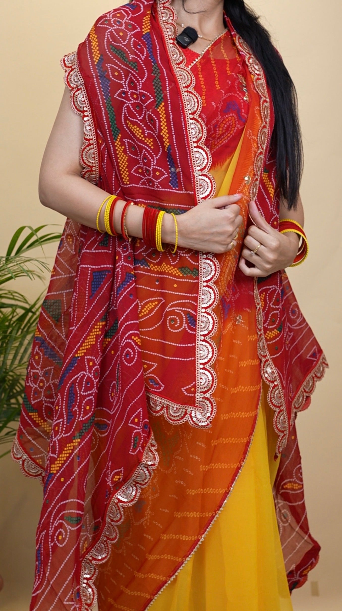 Georgette Fabric Bandhani Design Shrug with Sequence Work