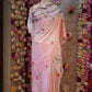 LIGHT WEIGHT SATIN FABRIC PRINTED PONCHO SAREE (WITH CONTRASTBLOUSE) ##SR555