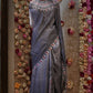 LIGHT WEIGHT SATIN FABRIC PRINTED PONCHO SAREE (WITH CONTRASTBLOUSE) ##SR555