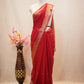 RED COLOUR SPECIAL SAREE WITH PURE AARI WORK & PANJABI LACE (FULL CUSTOMIZABLE) ##SR574