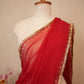 RED COLOUR SPECIAL SAREE WITH PURE AARI WORK & PANJABI LACE (FULL CUSTOMIZABLE) ##SR574