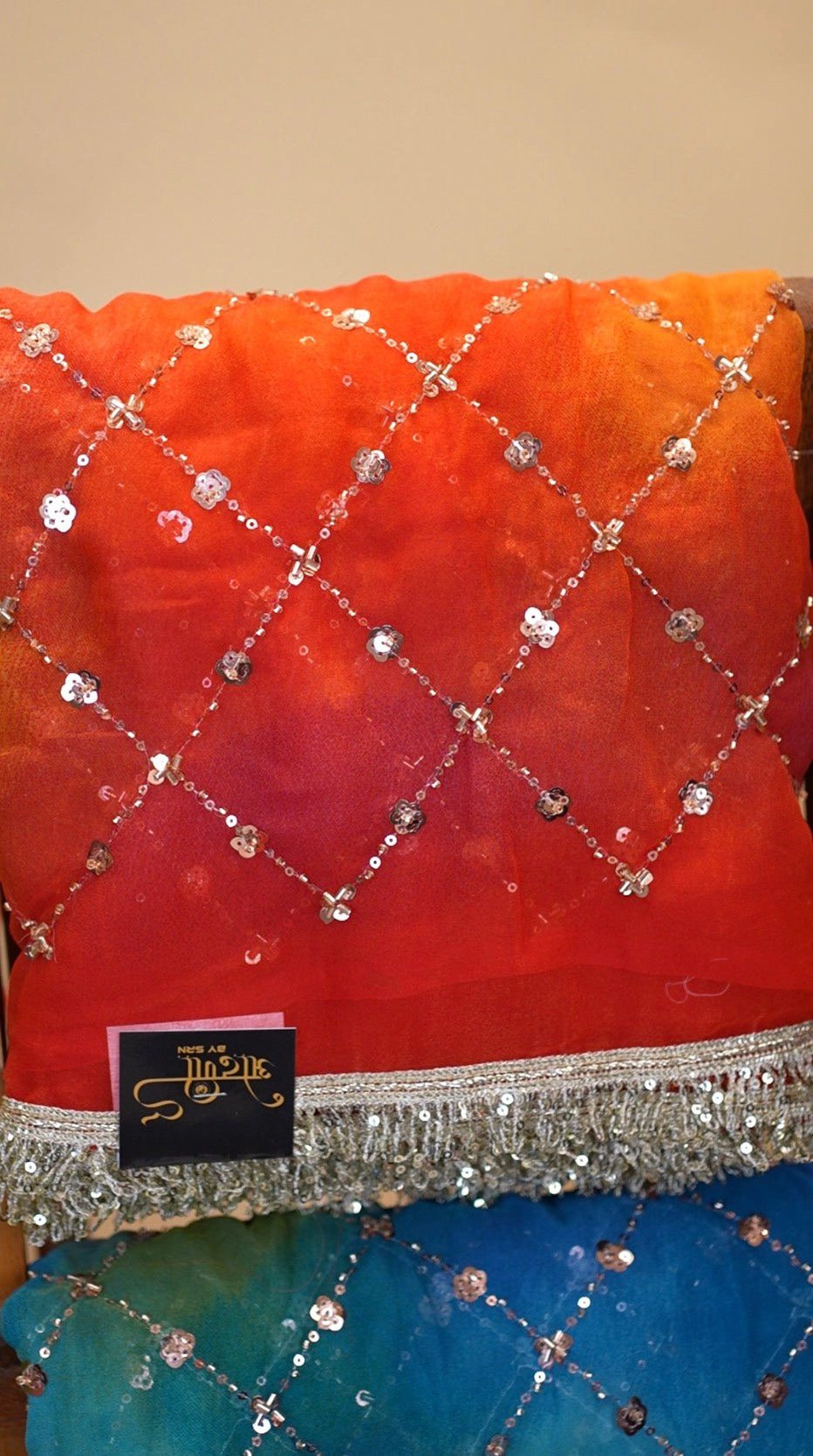 Multishade Heavy Jaal Pattern Darbari Saree With Sequence Aari & Cut Dana Work (With Blouse)