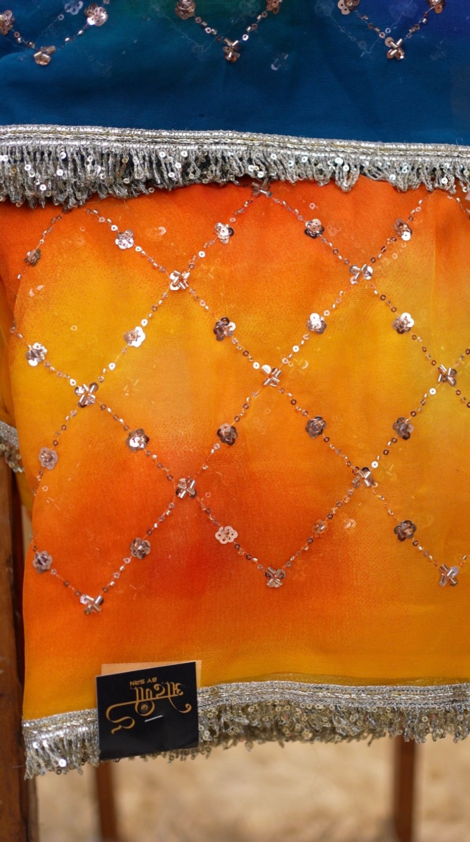 Multishade Heavy Jaal Pattern Darbari Saree With Sequence Aari & Cut Dana Work (With Blouse)