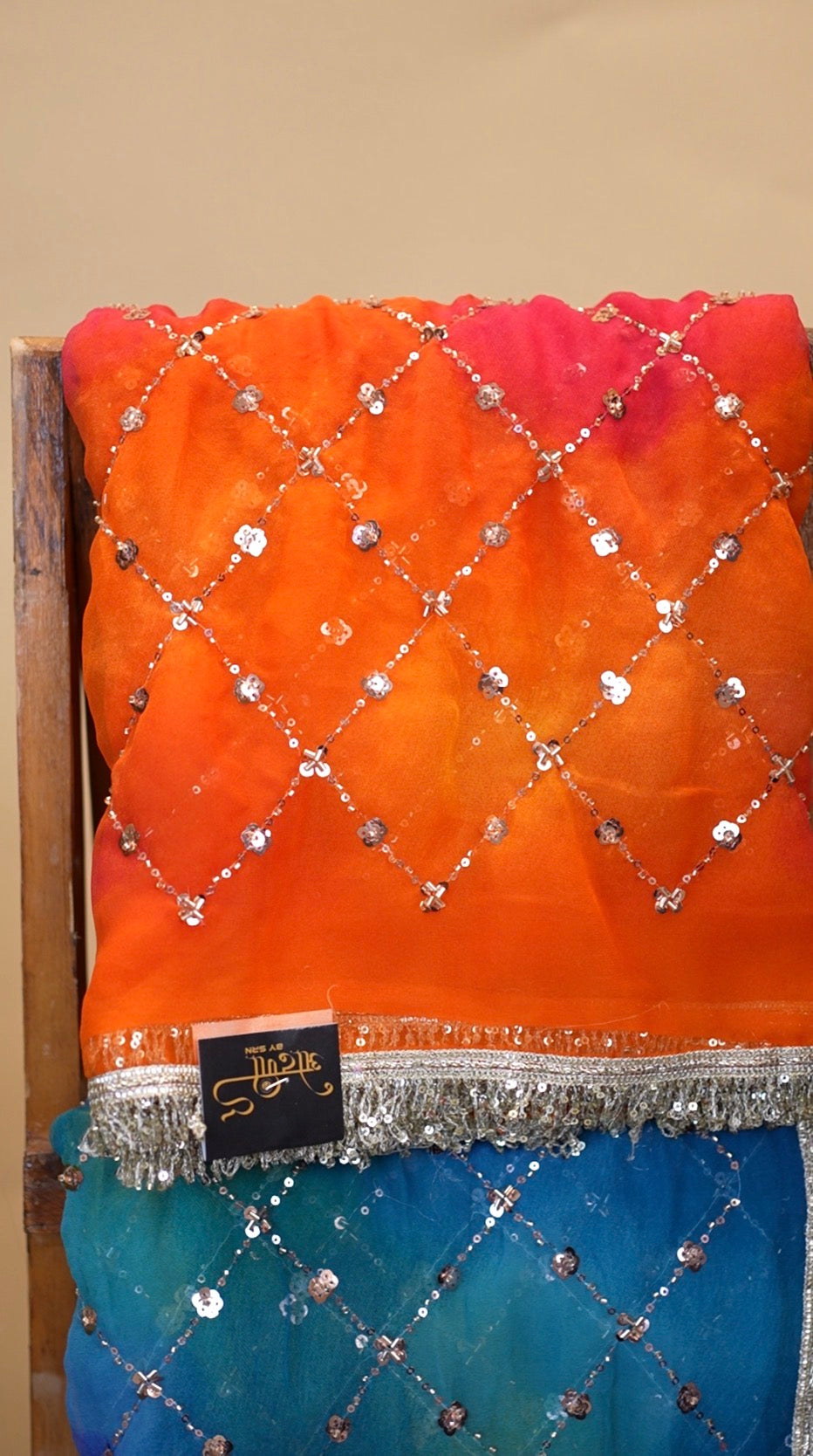 Multishade Heavy Jaal Pattern Darbari Saree With Sequence Aari & Cut Dana Work (With Blouse)