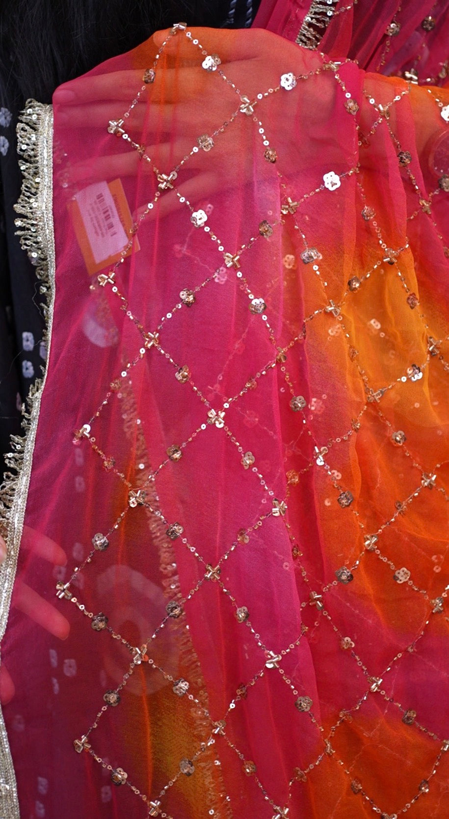 Multishade Heavy Jaal Pattern Darbari Saree With Sequence Aari & Cut Dana Work (With Blouse)