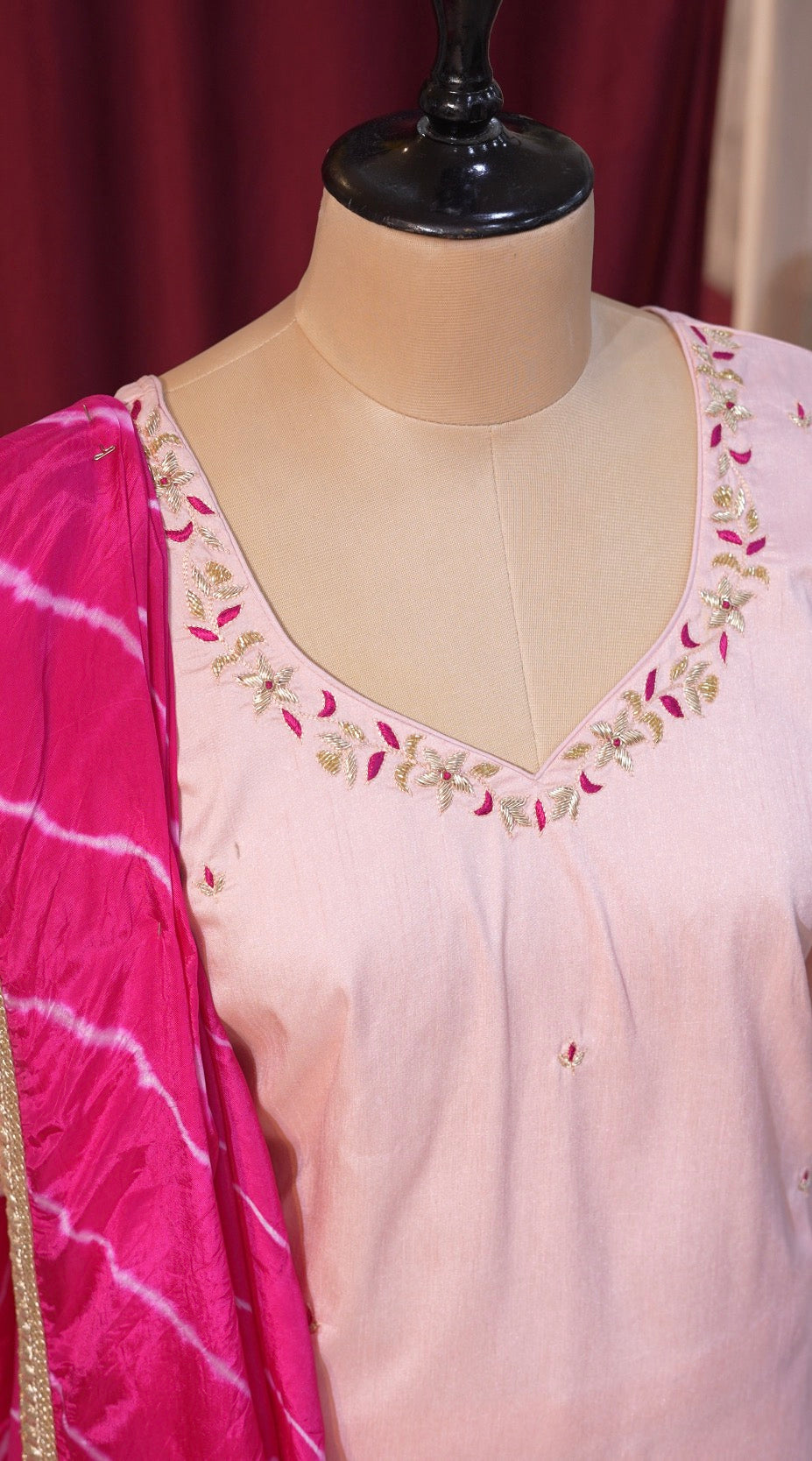 Pure Raw Silk 3-Piece Suit with Zardozi Handwork