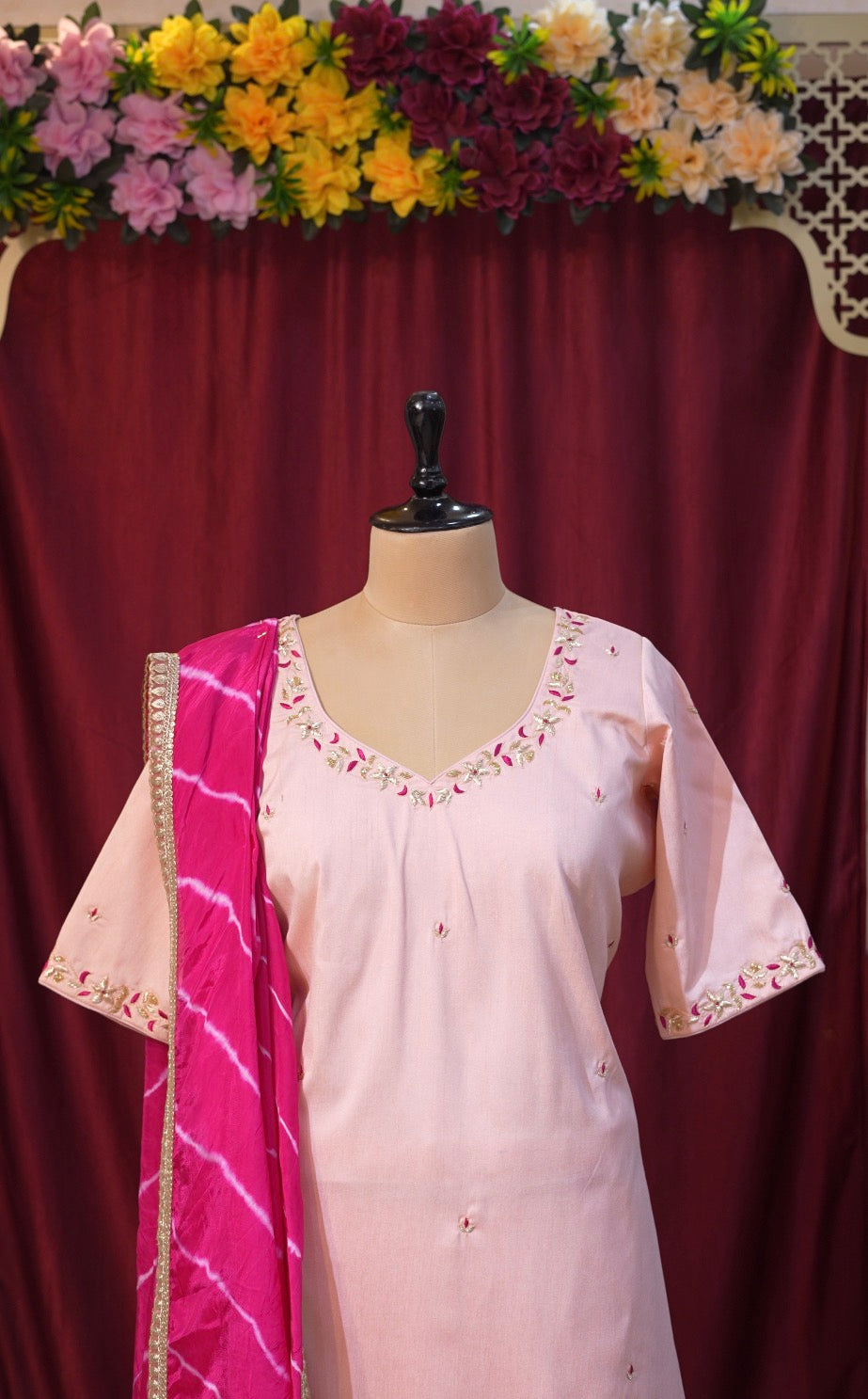 Pure Raw Silk 3-Piece Suit with Zardozi Handwork