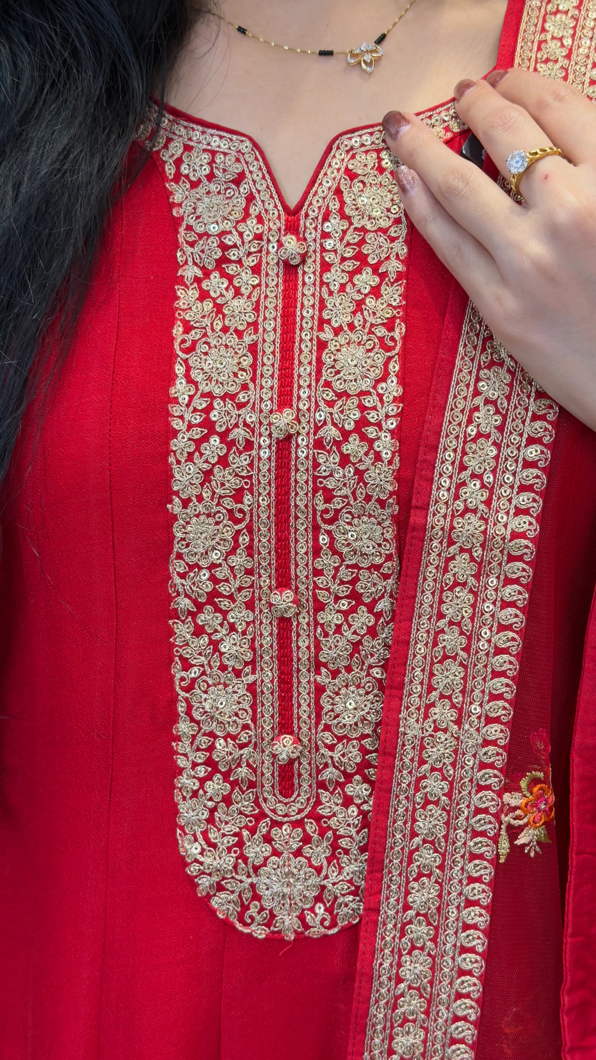 Anarkali Suit With Heavy Embroidery work Dupatta (Red)