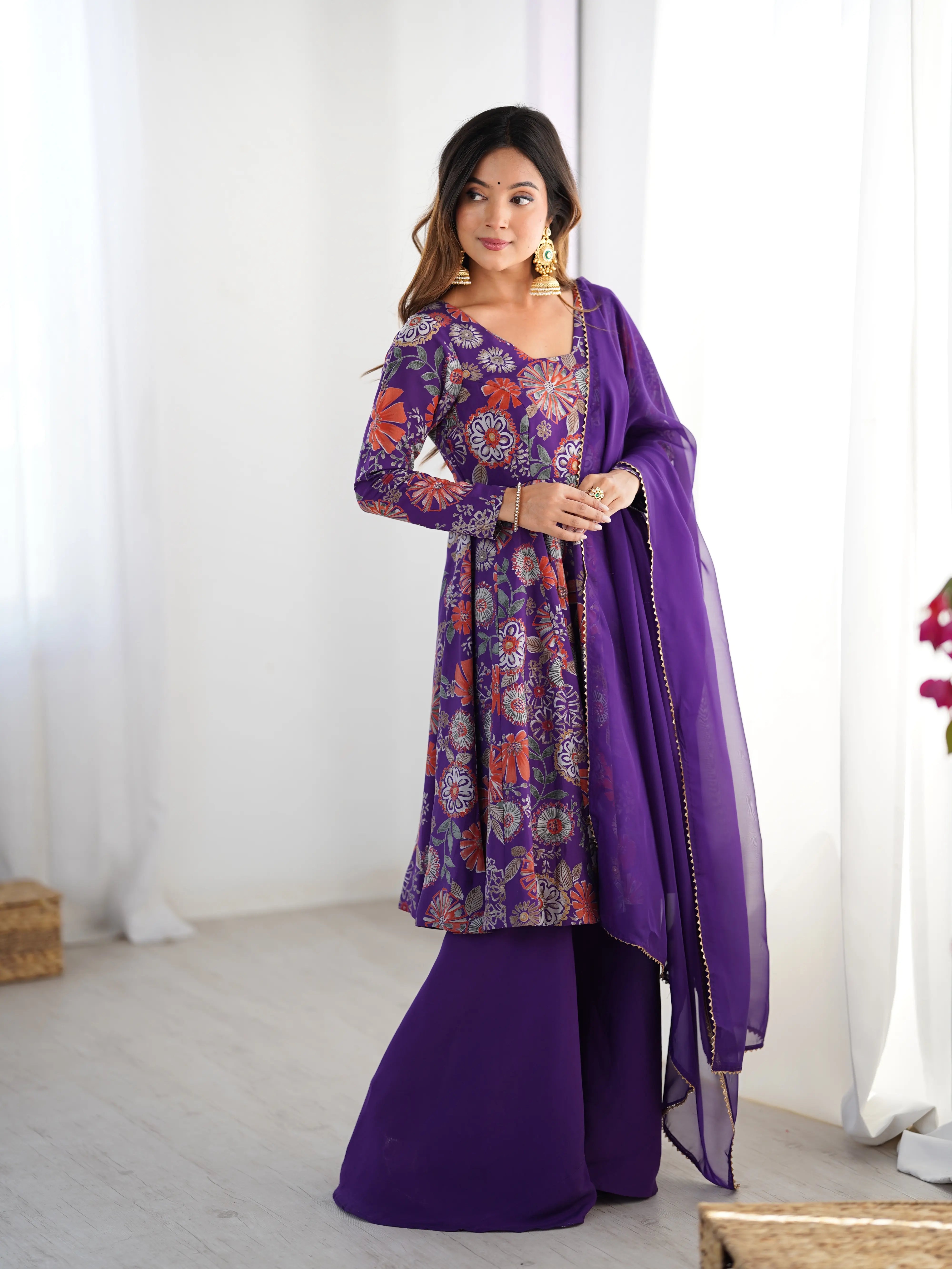 Designer Wedding & Festive Wear Kediya Kurta Palazzo Set for Women