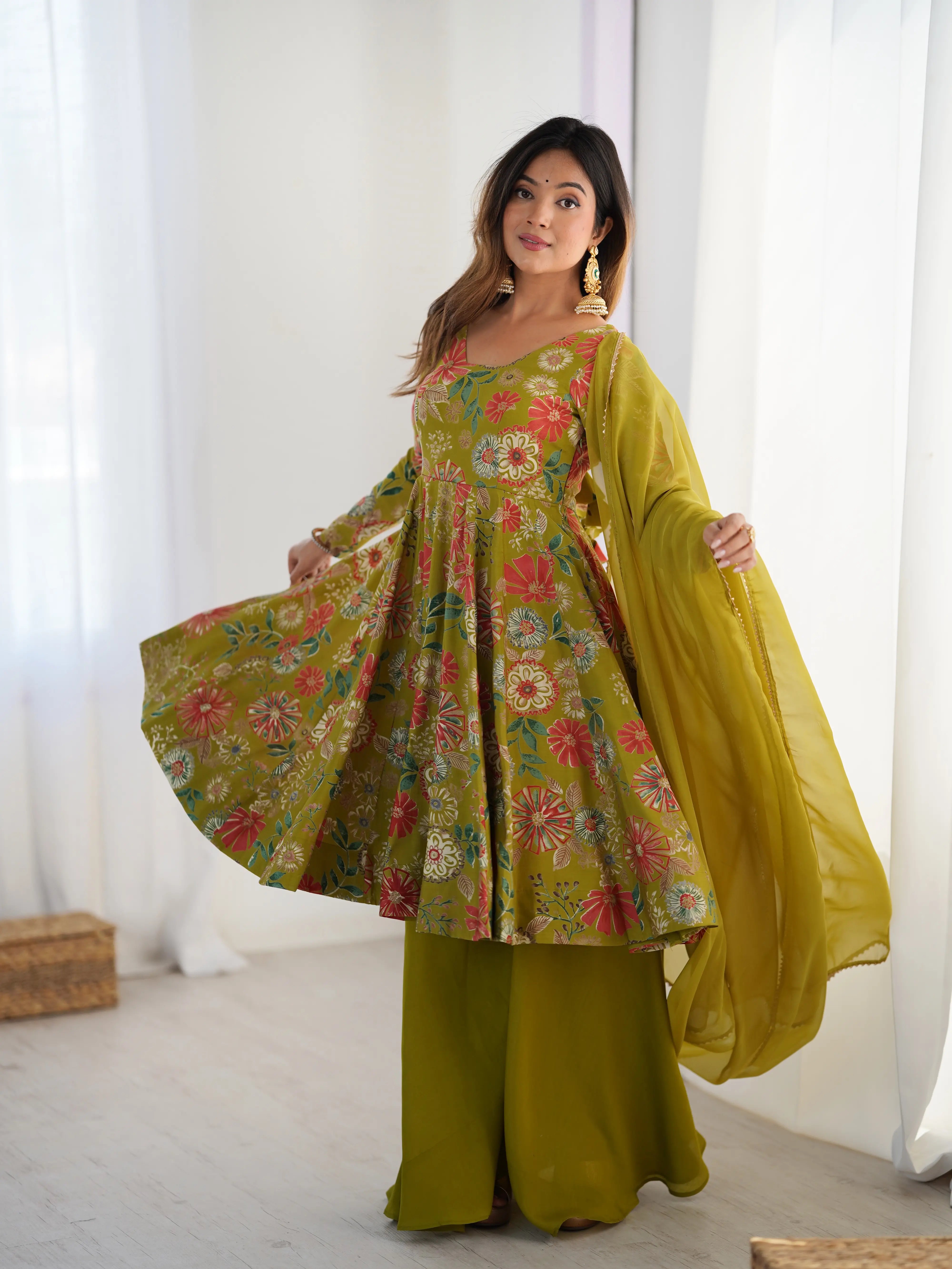 Designer Wedding & Festive Wear Kediya Kurta Palazzo Set for Women