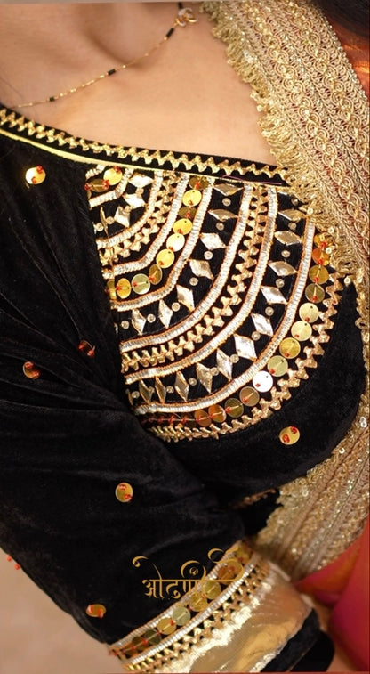 SITAARA RAJASTHANI HANDWORK ANGI BLOUSE WITH GOTA PATTI AND SEQUENCE WORK (FULLY CUSTOMISABLE) ##HB108