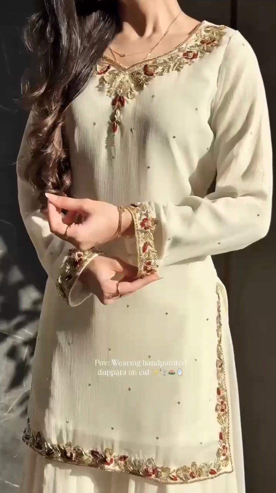Heavy Crushed Georgette Palazzo Suit with Embroidered Organza Silk Dupatta