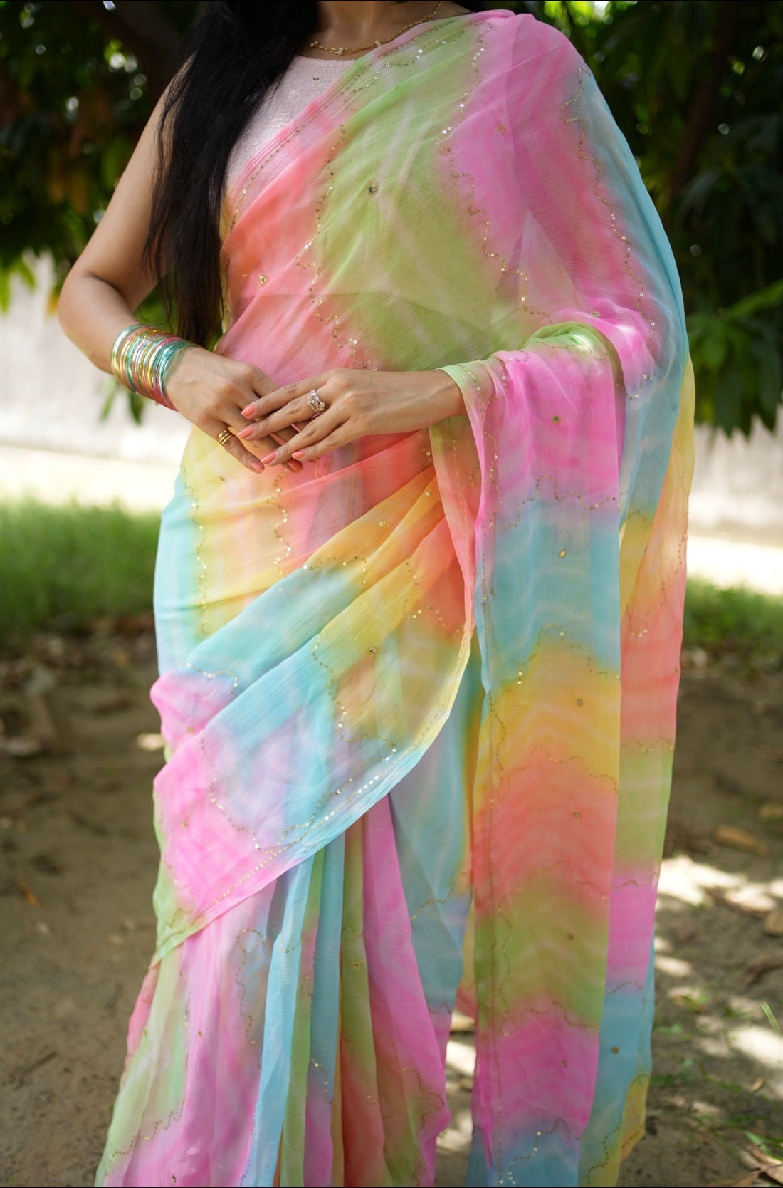 Royal Chiffon Samdar Leheriya Saree (Without Blouse)