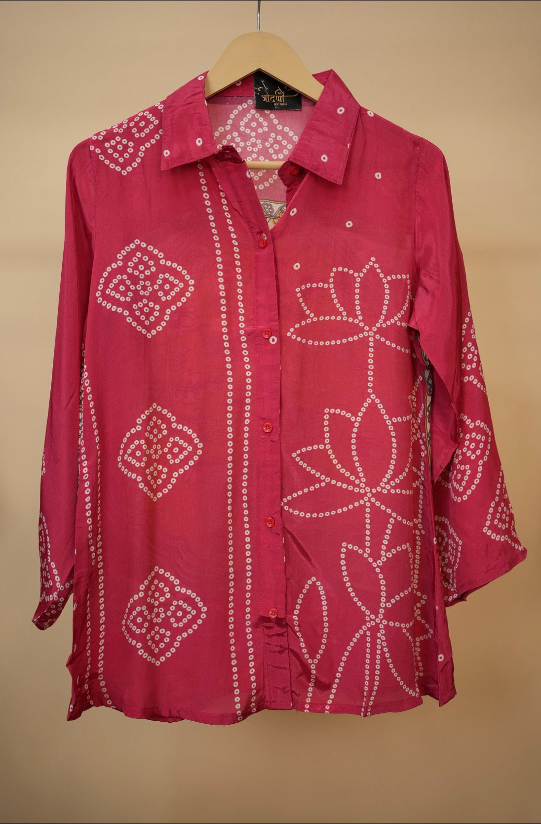 Digital Bandhani Print Crepe Fabric Shirt for Women