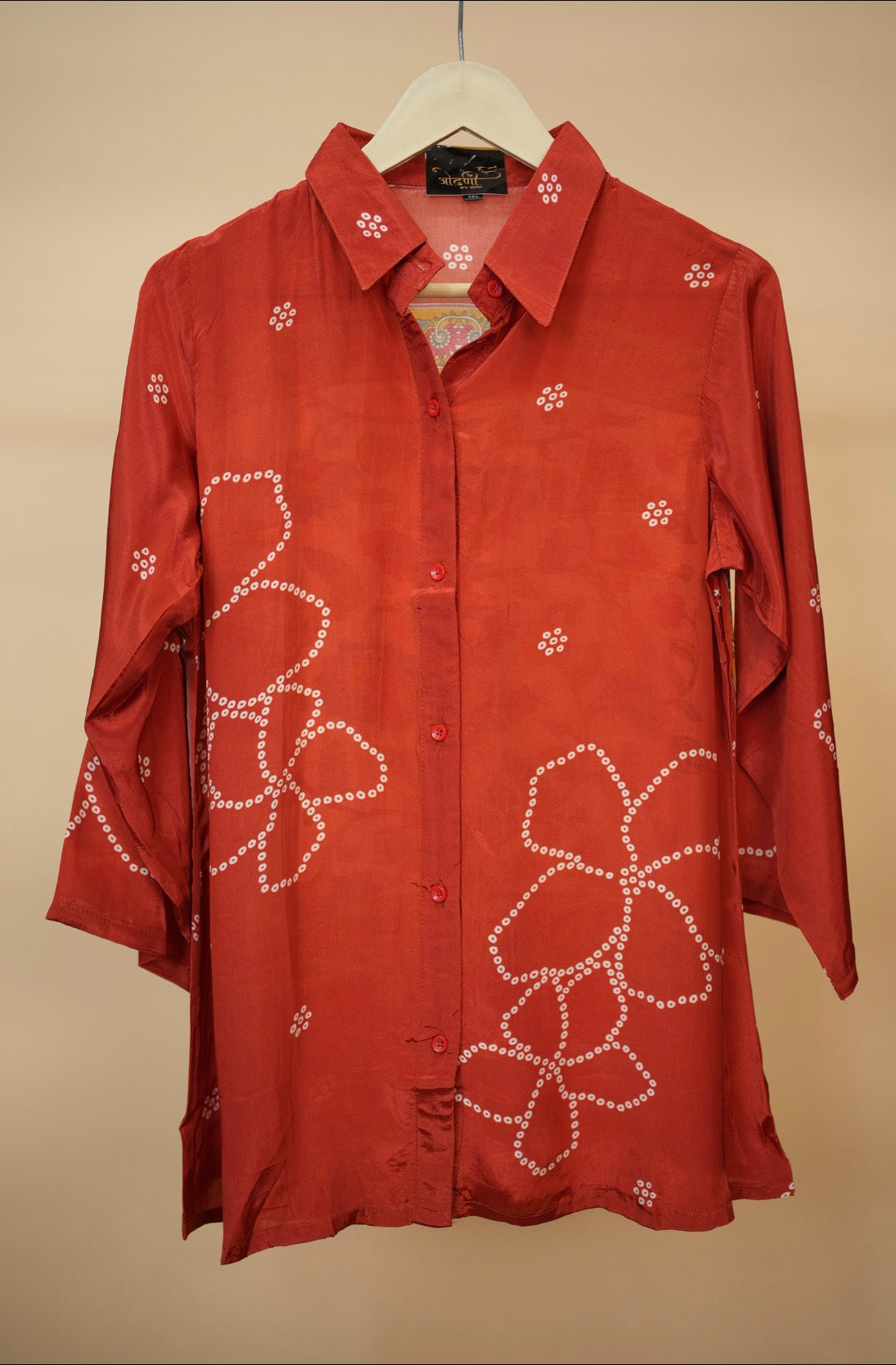 Digital Bandhani Print Crepe Fabric Shirt for Women