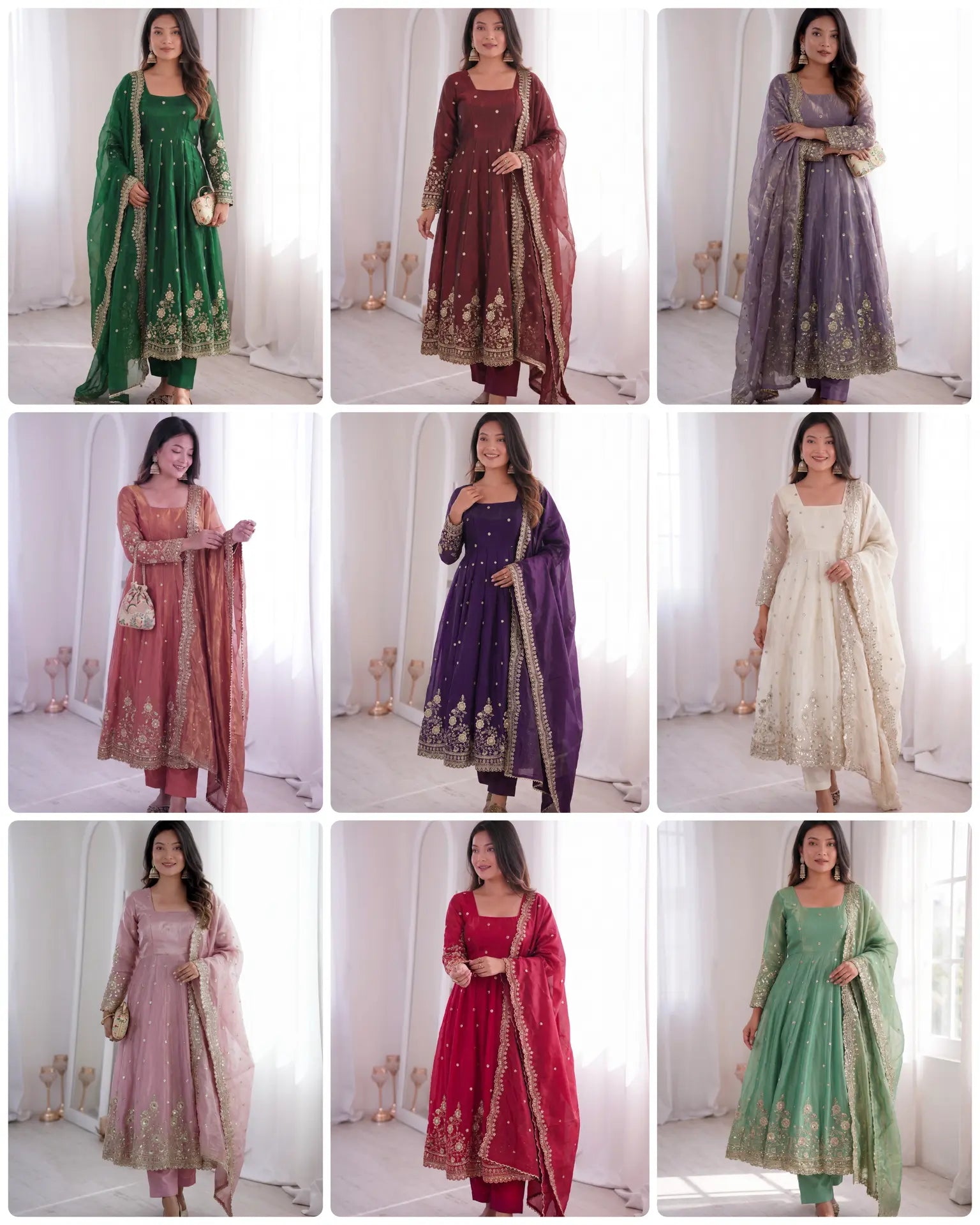 Designer Ethnic Gown Collection with Elegant Sequins Embroidery