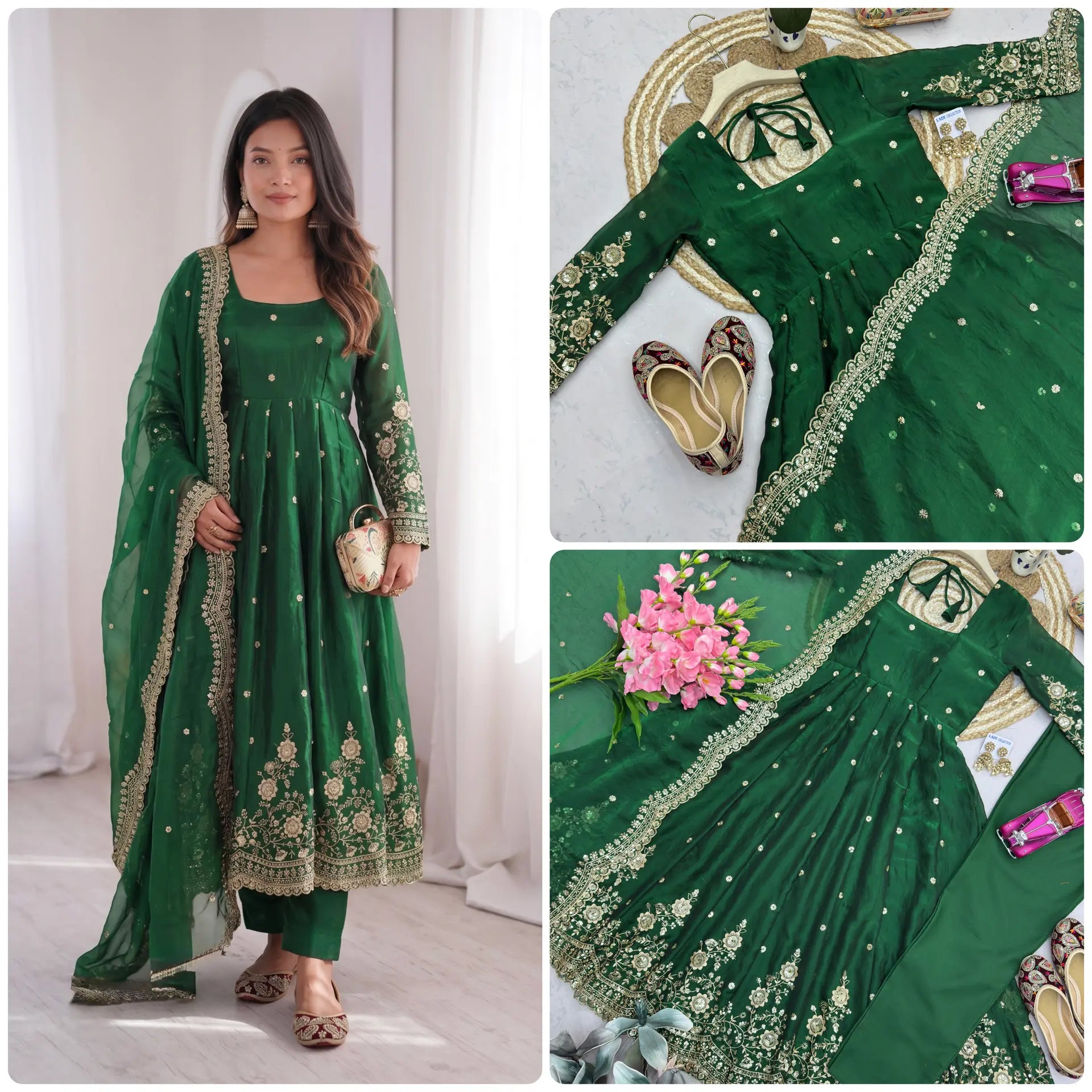 Designer Ethnic Gown Collection with Elegant Sequins Embroidery