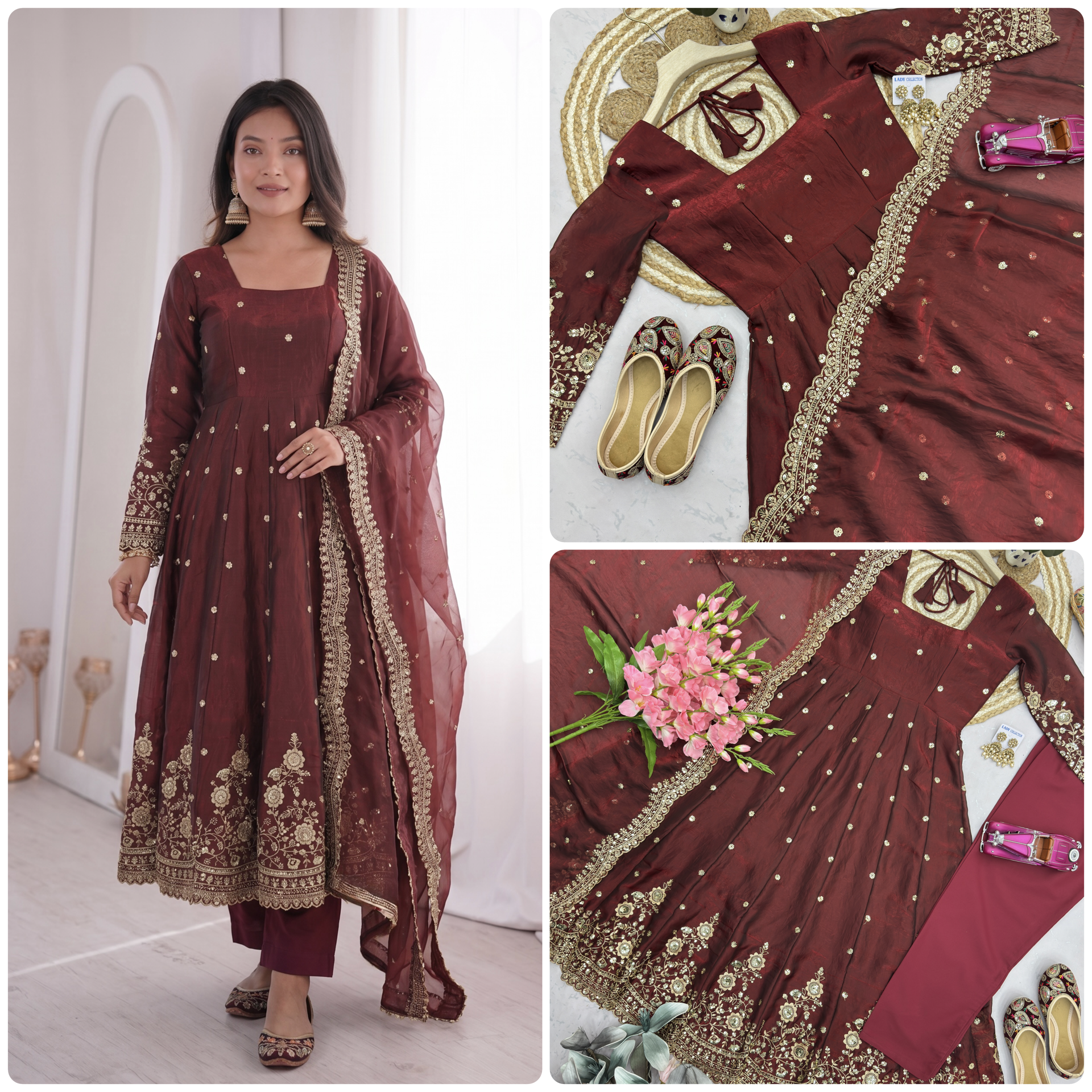 Designer Ethnic Gown Collection with Elegant Sequins Embroidery