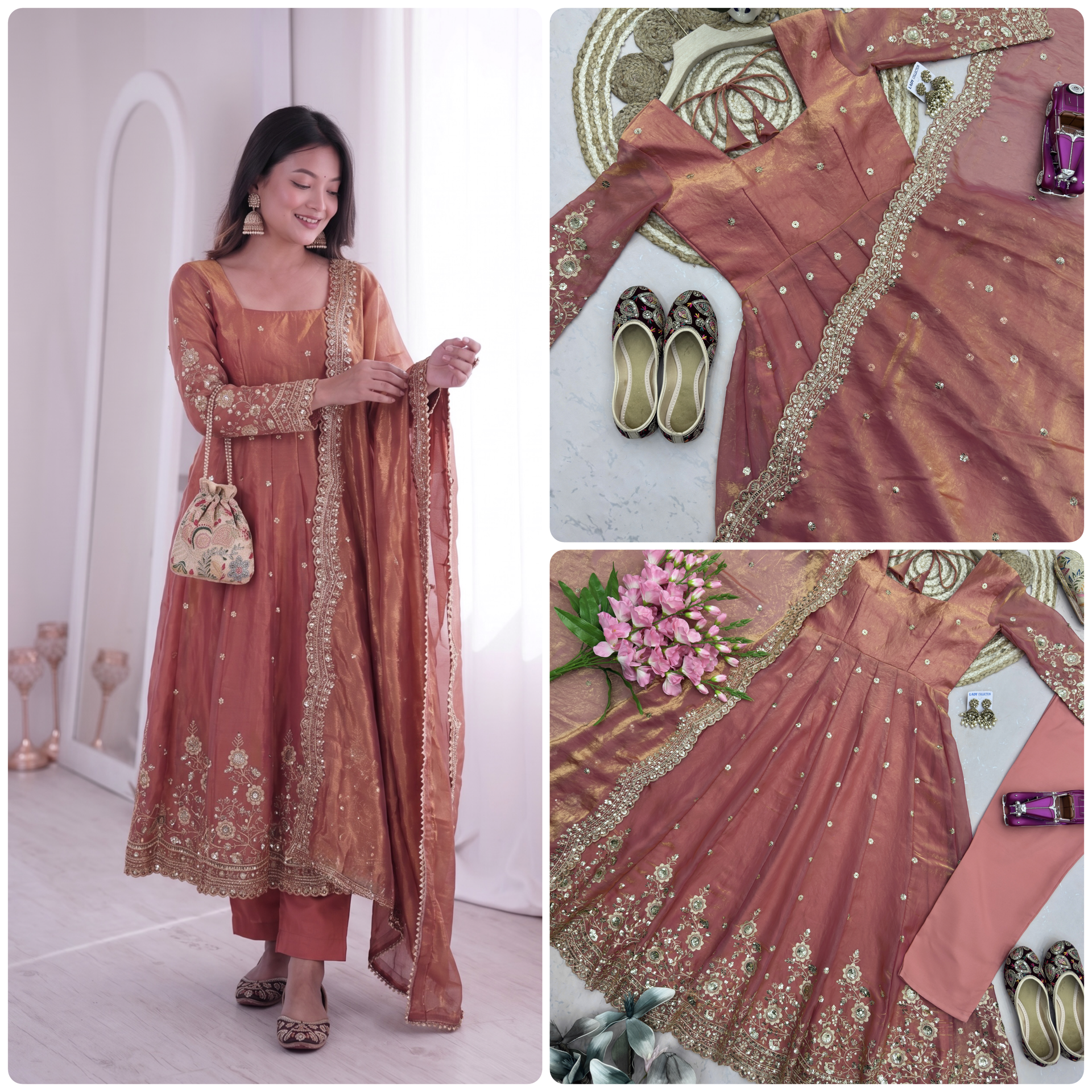 Designer Ethnic Gown Collection with Elegant Sequins Embroidery