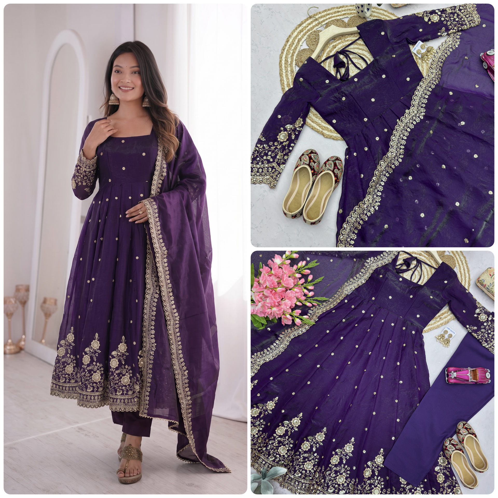 Designer Ethnic Gown Collection with Elegant Sequins Embroidery