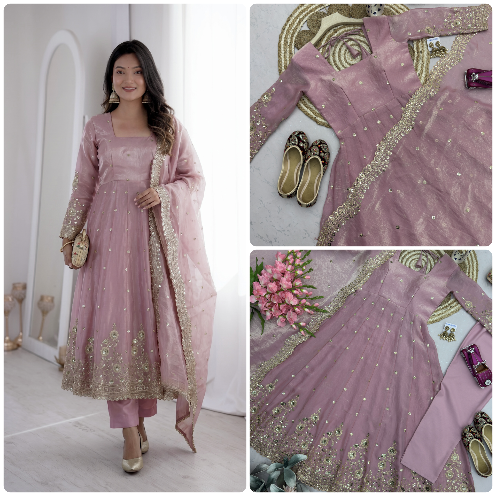 Designer Ethnic Gown Collection with Elegant Sequins Embroidery
