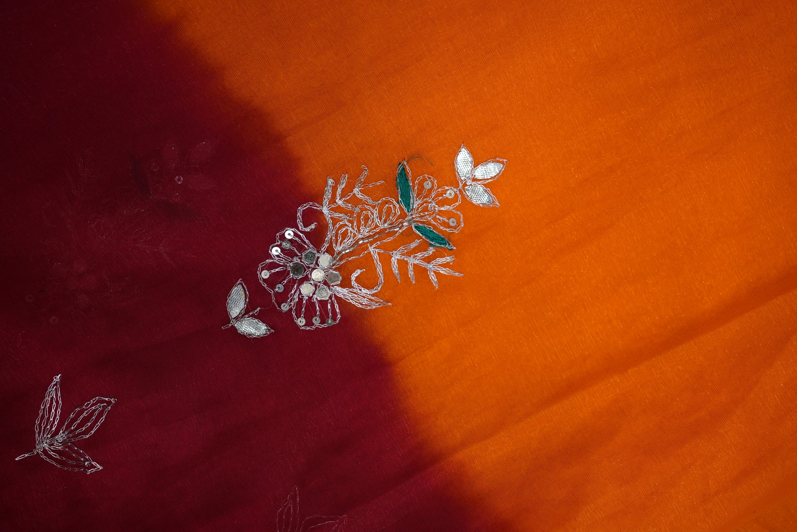 Traditional Rajasthani Pila Saree With Buta work