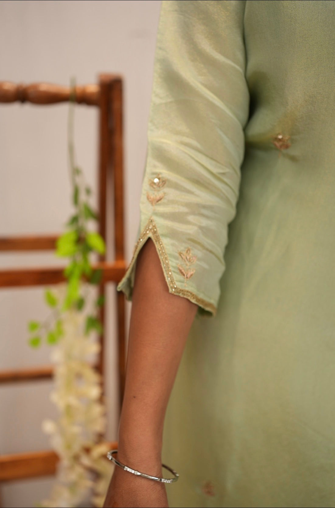 Pastel Green Embroidered Straight Kurta Set With Dupatta