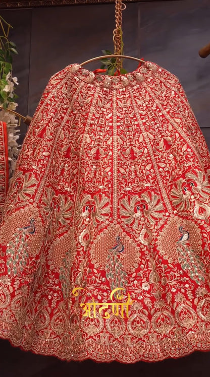 FULL FLAIR BRIDAL WITH PEACOCK PATTERN & DOUBLE DUPATTA | HEAVY BLOUSE |   ##BR01