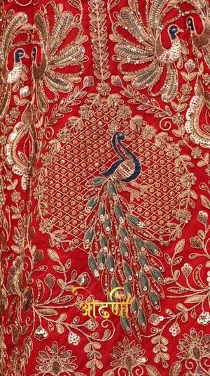 FULL FLAIR BRIDAL WITH PEACOCK PATTERN & DOUBLE DUPATTA | HEAVY BLOUSE |   ##BR01