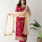 STRAIGHT FIT PAKISTHANI 3-PIECE SUIT WITH CONTRAST DUPATTA  ##SP0101