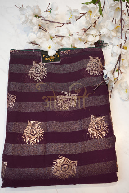 GEORGETTE FABRIC SAREE WITH BEAUTIFUL MORPANKH DESIGN & FOIL WORK  ##SR0137
