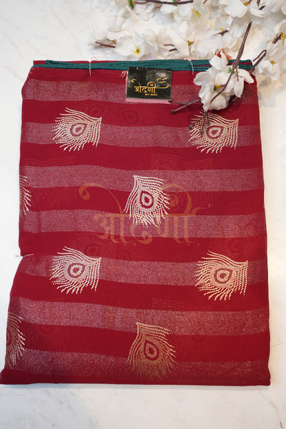 GEORGETTE FABRIC SAREE WITH BEAUTIFUL MORPANKH DESIGN & FOIL WORK  ##SR0137