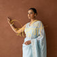 PRE DRAPED STITCH BLOUSE SAREE WITH PEARL AND SEQUENECE WORK ON PURE ORGANZA FABRIC ##SR0270