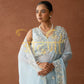 PRE DRAPED STITCH BLOUSE SAREE WITH PEARL AND SEQUENECE WORK ON PURE ORGANZA FABRIC ##SR0270