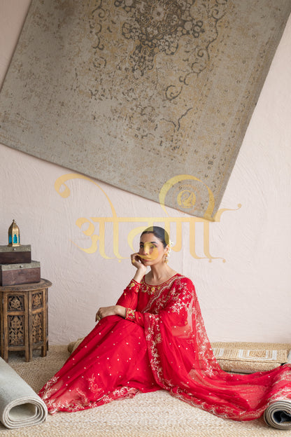 AARI TARI VINTAGE WORK ROPYAL RAJPUTI SAREE ON PURE CHIFFON FABRIC WITH BLOUSE ##SR0274