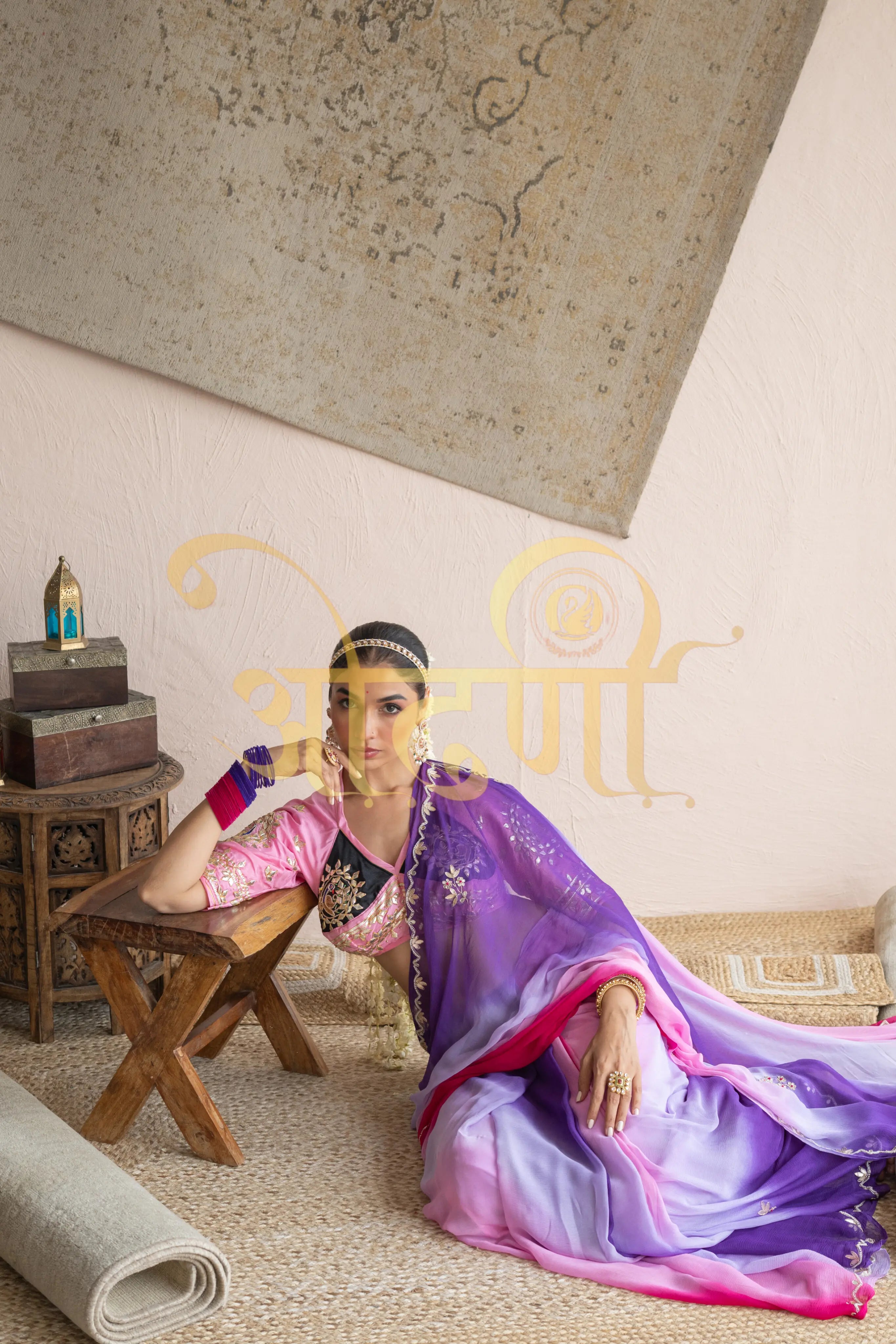 Pure Chiffon Saree with Gota Patti Work & Angi Blouse (PRE-BOOKING ITEM)