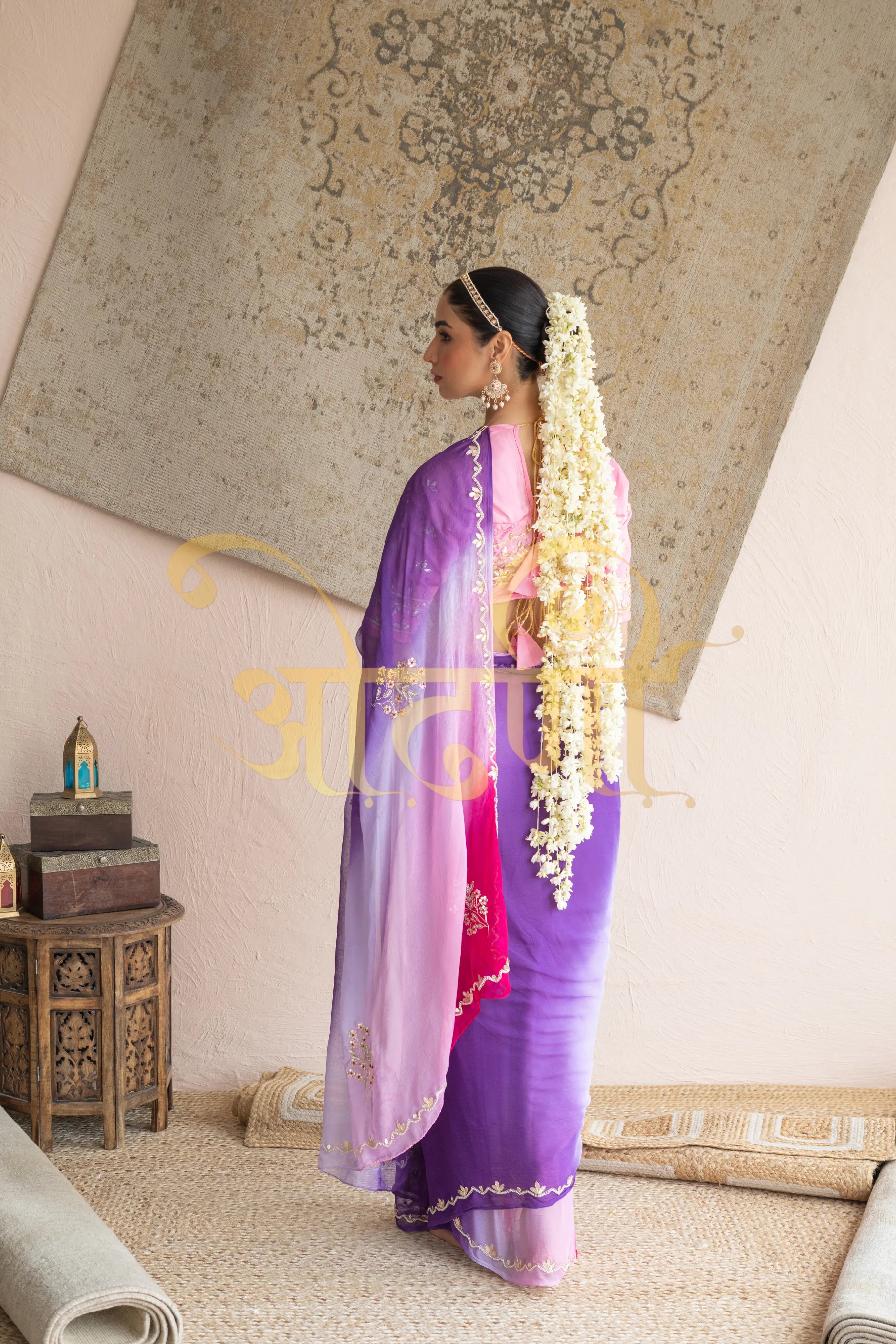 Pure Chiffon Saree with Gota Patti Work & Angi Blouse (PRE-BOOKING ITEM)