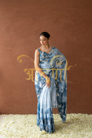 DIGITAL PRINT SAREE WITH HEAVEY HANDWORK STITCH BLOUSE ##SR0284