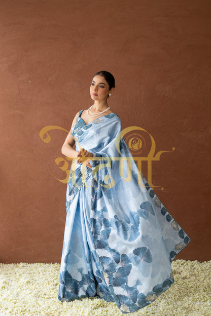 DIGITAL PRINT SAREE WITH HEAVEY HANDWORK STITCH BLOUSE ##SR0284